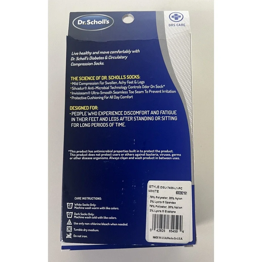 New Dr Scholls Men's /Womens Crew Length‎ Diabetes and Circulatory Socks 1 Pair